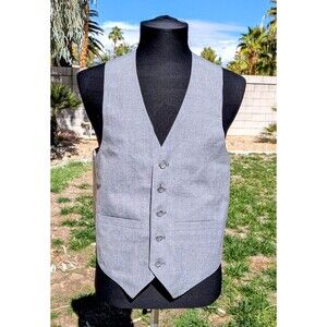 Vintage Classic Mens Sz38 Medium Gray 5-Button 2-Pocket Waistcoat Dress Vest EUC